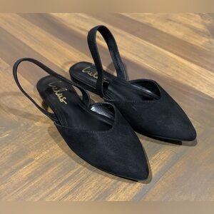 Lulus Mae Black Pointed Toe Suede Slingback Flats – Women's 6